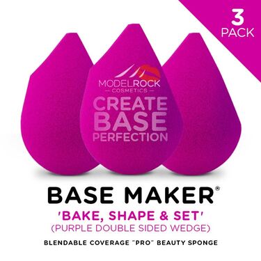 PRO 3PK - Base Maker® Beauty Sponge - 'SCULPT - BLEND - SET' (Purple Double Sided Wedge)