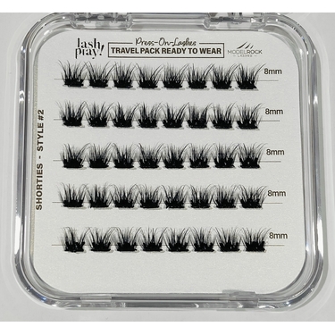 READY to WEAR Pre-Glued Cluster Lashes TRAVEL EDITION - Style #2 SHORTIES - 40pk - SHORT 8mm Clusters