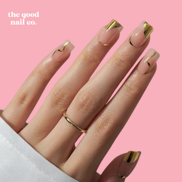 THE GOOD NAIL CO - Press-On Gel Nail Kit - GOLDEN FOIL - Short Square