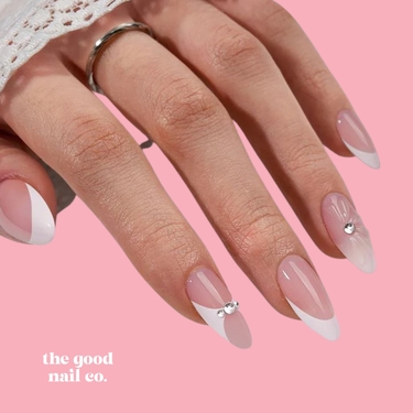 THE GOOD NAIL CO - Press-On Gel Nail Kit - FRENCH DIAMONDS - Medium Almond