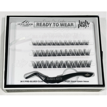 LASH PLAY Ready to Wear Pre-Glued - CLASSIC KITTY - 36 x Clusters + Applicator - Mixed Lengths