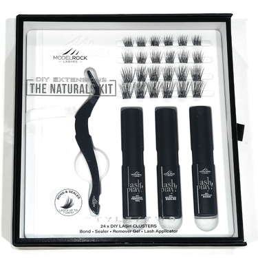 LASH PLAY - DIY STARTER KIT - The Naturals Kit - Style  TWO - 24 x Clusters + Bond-Sealer-Remover Gel-Lash Applicator