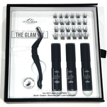LASH PLAY - DIY STARTER KIT - The Glam Kit - Style  ONE - 24 x Clusters + Bond-Sealer-Remover Gel-Lash Applicator