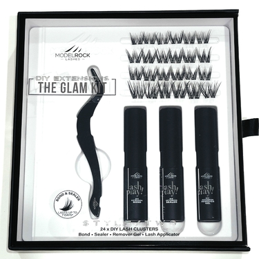 LASH PLAY - DIY STARTER KIT - The Glam Kit - Style  TWO - 24 x Clusters + Bond-Sealer-Remover Gel-Lash Applicator