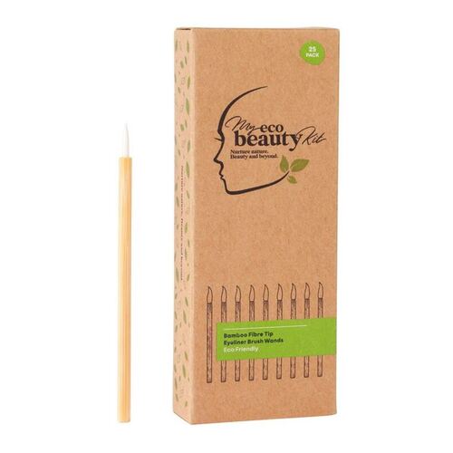 MY ECO BEAUTY KIT - Bamboo Disposable Fibre Tip Eyeliner Brush Wands 25pk