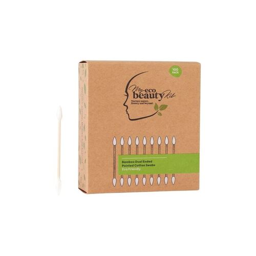 MY ECO BEAUTY KIT - Bamboo Disposable Dual ended POINTED Cotton Swabs 100pk