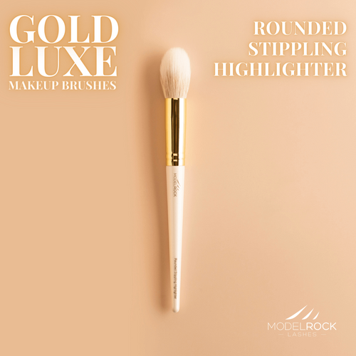 GOLD LUXE Makeup Brush - *Rounded Stippling Highlighter*