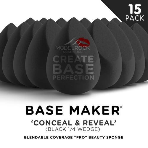 Base Maker® Beauty Sponge - 'CONCEAL & REVEAL' (Black 1/4 Wedge) - 15 BULK PACK